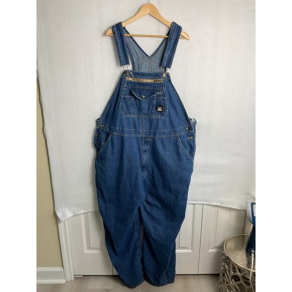 Berne Mens Pure Cotton Denim Bib Overalls Workwear Medium Wash 48 x 32 - Picture 2 of 10